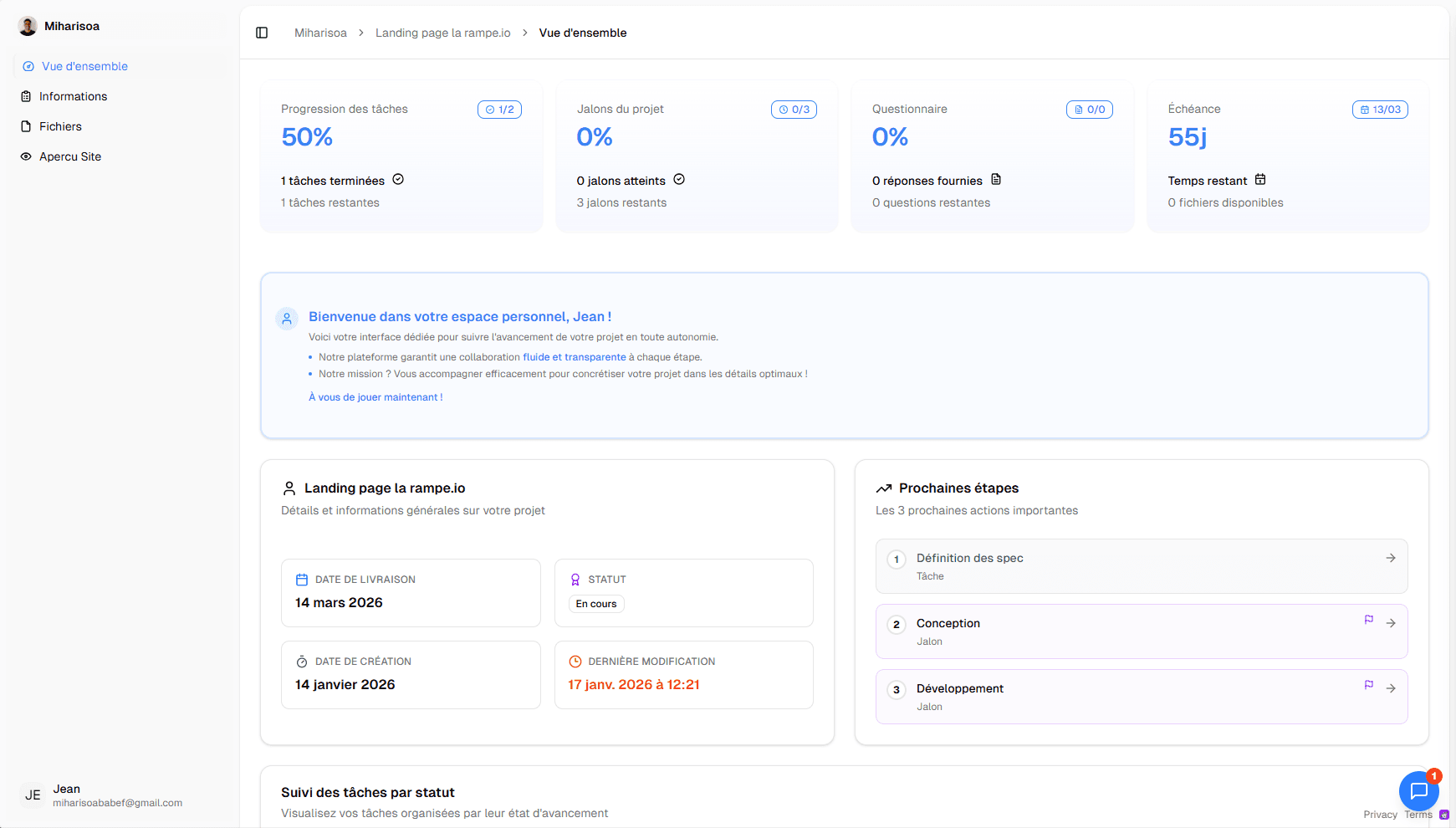 Aperçu du portail client